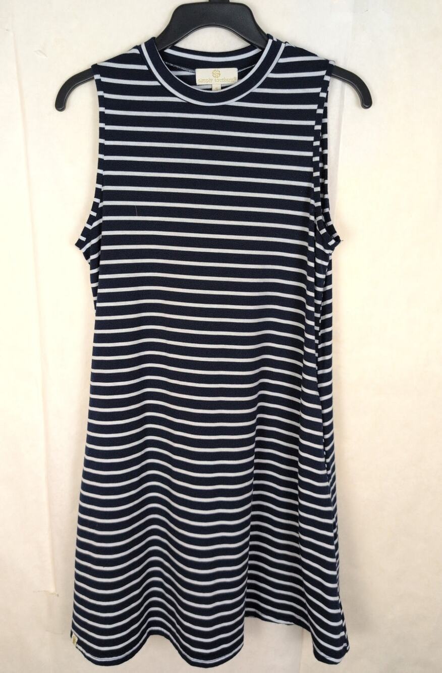 Simply Southern blue and white striped dress Size Small Coastal Casual Preppy
